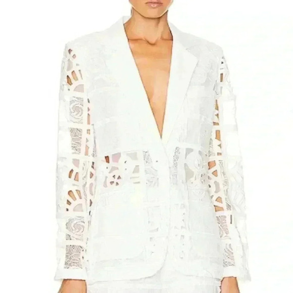 Alexis Harlie Jacket White French Cut Lace Blazer Size Small - Picture 10 of 16